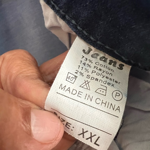 Patchwork Colorblock Jeans XXL Raw Edge Upcycled Denim Y2K Streetwear - Picture 4 of 4